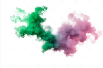 Obraz premium Enigmatic green smoke cloud billowing in pristine white