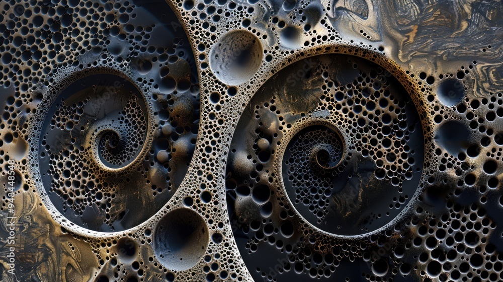 Wall mural abstract spiral with bubbles