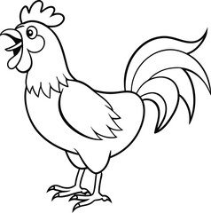 Vibrant rooster crowing vector adds a joyful touch to designs with its lively colors and happy expression

