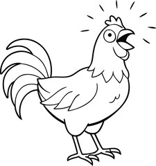 Cheerful rooster crowing vector brings bright morning vibes with lively energy and sunny charm in every detail

