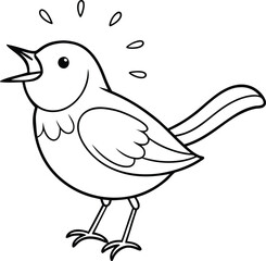 Vector of a cheerful nightingale singing showcases a delightful bird in mid-song perfect for adding a cheerful vibe to your artwork

