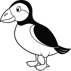 Adorable puffin vector design featuring a colorful beak and a happy stance perfect for whimsical projects
