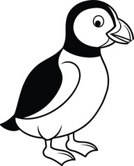 Cheerful puffin vector illustration with vivid hues and a charming smile capturing its playful nature
