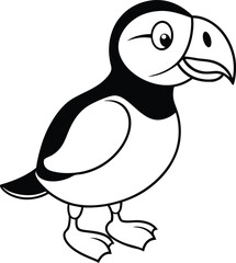 Charming puffin vector with a vibrant and playful design featuring bright colors and a cheerful expression
