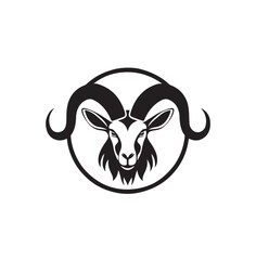 Black and White Goat Logo or Symbol with Circle Vector Art for Branding and Identity isolated on transparent background.