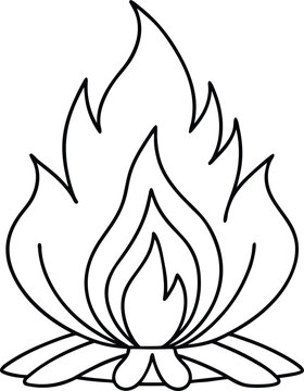 recommend clip art: Artistic bonfire vector line drawing of a campfire with smooth flowing flames
                    