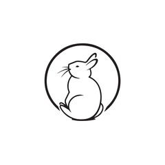 Black and White Arctic Hare Logo or Symbol with Circle Vector Art for Branding and Identity isolated on transparent background