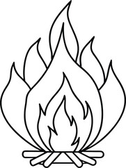 Simple yet artistic bonfire vector design with clear lines and a focused flame
