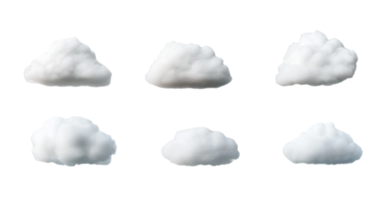 Set of white clouds isolated on transparent background