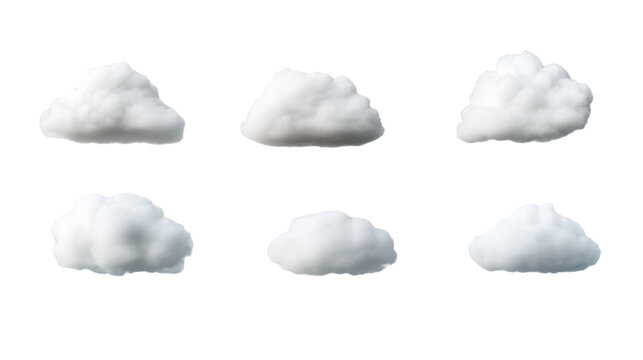 Set of white clouds isolated on transparent background