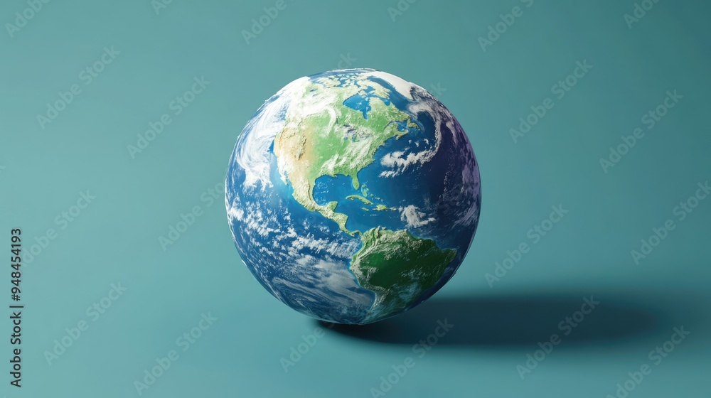 Poster isolated astronomic symbol of earth in 3d cartoon rendering
