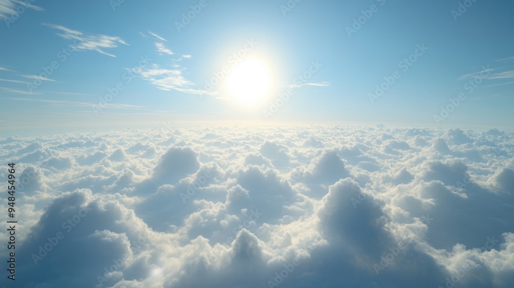 Fototapete cloudy skies and horizon in a 3d cartoon rendering showcasing infinite space and an atmospheric view