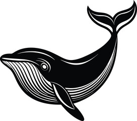 Simple whale vector art with a playful design perfect for marine-themed projects
