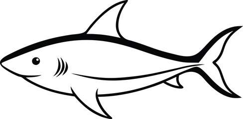 Minimalist shark vector drawing with emphasis on form and silhouette ideal for clean and modern designs
