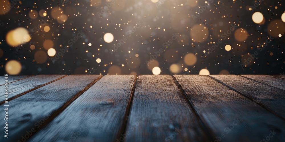Poster 3d rendering of an empty wooden table surface against a white bokeh abstract background ideal for sh