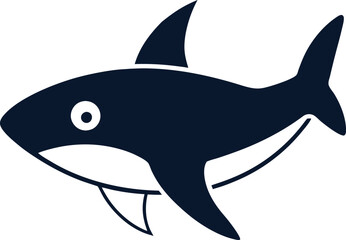 Simplistic shark vector design with a focus on clean lines and geometric shapes for a stylish look
