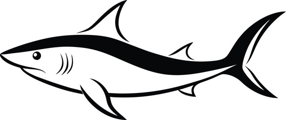 Dynamic shark vector design with bold contrasts and smooth curves creating a striking visual effect
