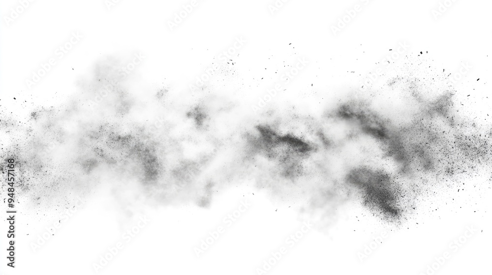 Poster freeze motion of white particles on a white background in a 3d cartoon rendering abstract dust overl