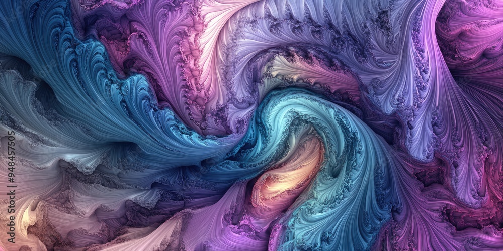 Poster abstract fractal background in a 3d cartoon rendering modern art featuring futuristic wavy fractal d
