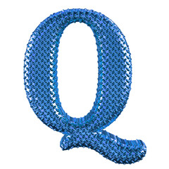 Blue ribbed symbol. letter q
