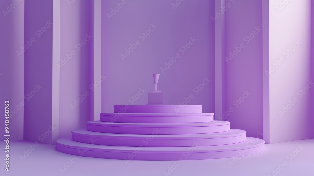 Sticker purple podium with trophy