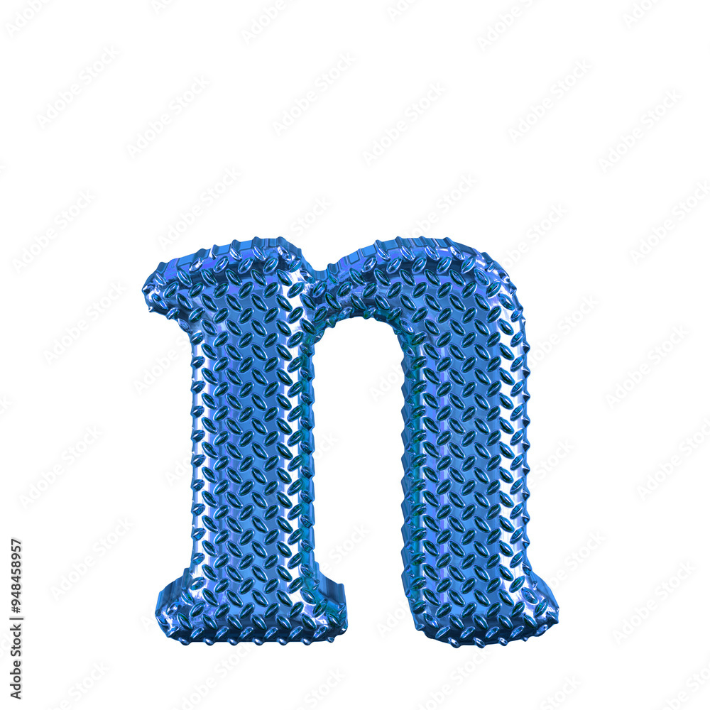 Wall mural blue ribbed symbol. letter n