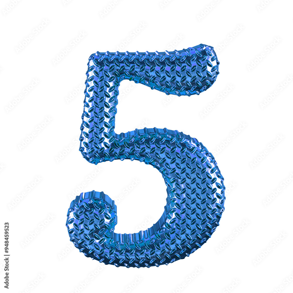 Poster blue ribbed symbol. number 5