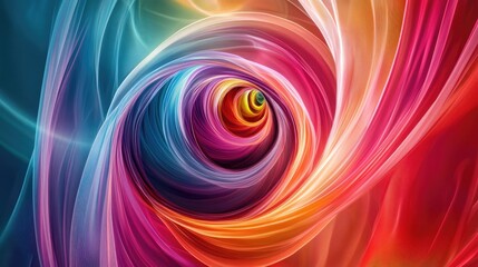 Abstract colorful silk lines forming spirals, with a dynamic futuristic background, creating a vibrant and mesmerizing visual effect
