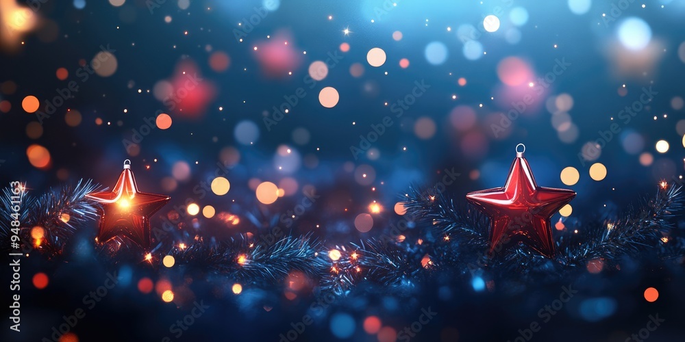 Poster festive christmas background with an elegant abstract design featuring lights and stars in a 3d cart