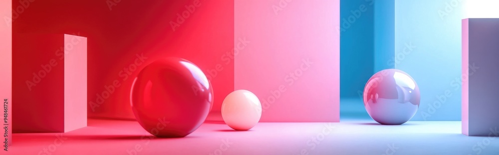 Poster minimalist geometry mockup featuring abstract pastel pink backdrop in 3d rendering