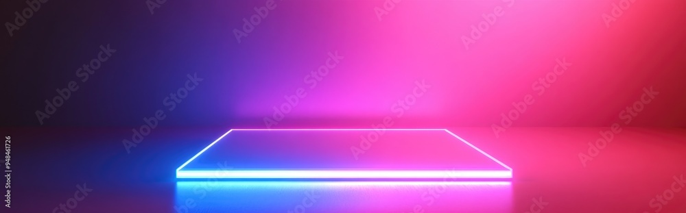 Aufkleber Geometric abstract background in pink featuring a square platform and frame Minimalist backdrop design suitable for product display 3D rendering