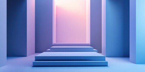 Fototapeta premium Abstract 3D rendering of vacant podium stage platform blocks
