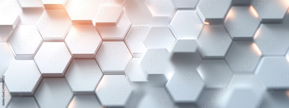 Poster White hexagonal background featuring a subtle light pattern