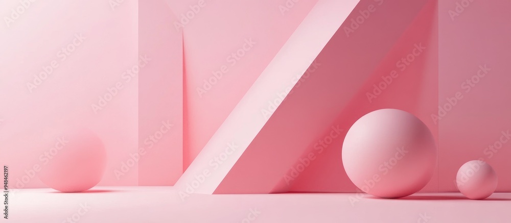 Aufkleber minimalist pink geometric shape background mockup for product showcase in 3d render