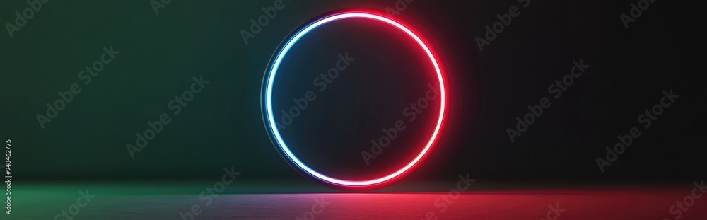 Poster Abstract 3D rendered illustration of a circular frame on a green backdrop