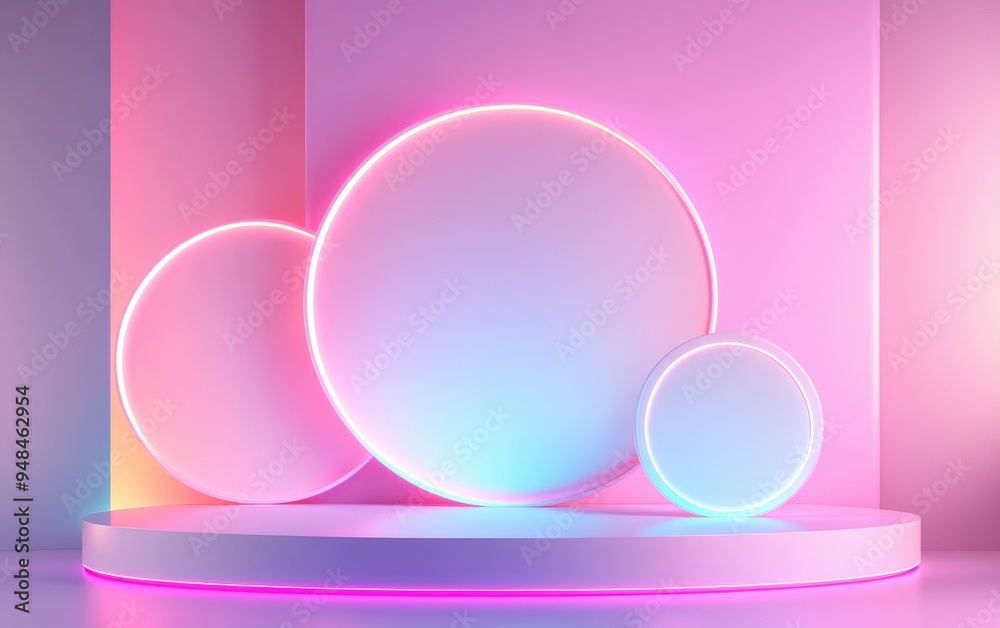 Poster Abstract background for product showcasing featuring geometric shapes minimal pastel tones 3D render