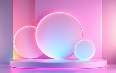 Obraz premium Abstract background for product showcasing featuring geometric shapes minimal pastel tones 3D render