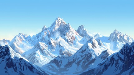 Obraz premium Snow-capped mountains under a clear blue sky