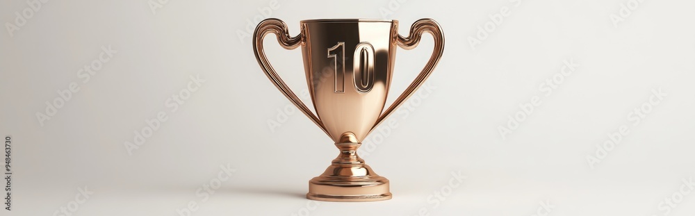 Poster top 10 trophy displayed against a white background 3d rendering
