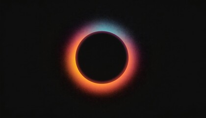 abstract black hole glowing ring on black background, gradient grain, noise texture space backdrop