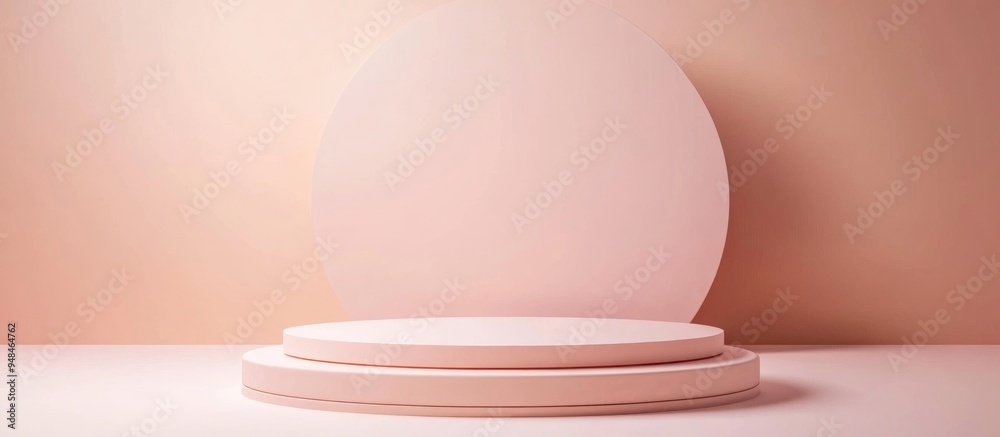 Aufkleber Abstract podium and empty display stand with a minimalist design featuring a primitive shape against a pastel colored background in 3D rendering