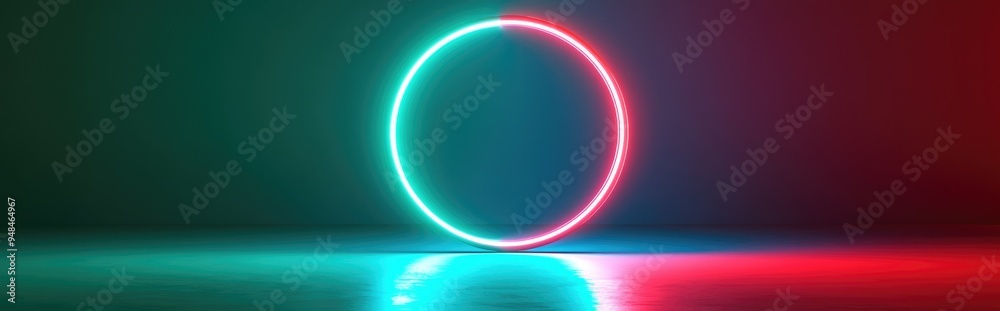 Poster Abstract 3D rendered illustration of a circular frame on a green backdrop