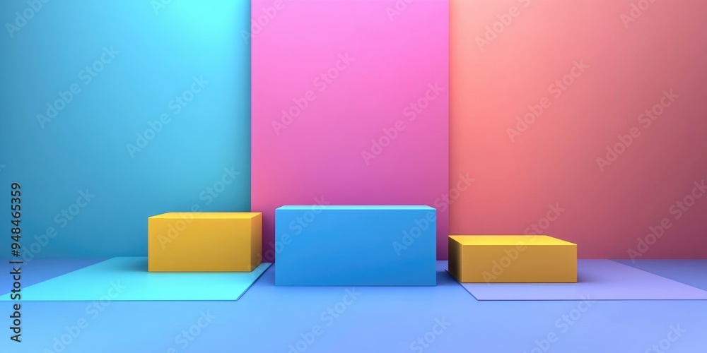 Leinwandbilder Abstract 3D rendering of vacant podium stage platform blocks