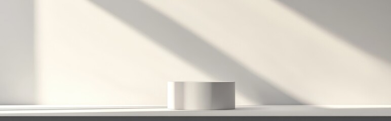 Obraz premium Product display stand against a white backdrop Abstract grey background design Geometric platform for showcasing cosmetic items Pedestal on a white surface Minimalist stage for presentation 3D ren