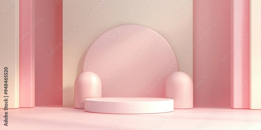 Poster abstract minimalist background featuring geometric podium shapes suitable for modern stage displays 