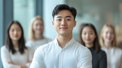 Young Asian Male Leading a Cross