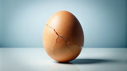 Illustration of a single egg with a large crack running down the center, symbolizing fragility, vulnerability, and potential new beginnings in a modern flat design style.
