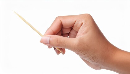 hand holding Toothpick isolated on white background