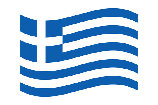 Vector illustration of wavy Greece flag on transparent background