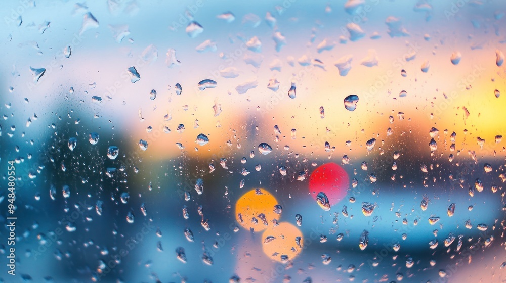 Wall mural rain drops on glass